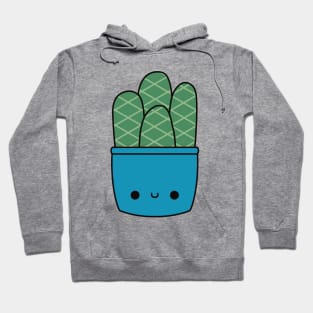 Cute Kawaii Cactus In Blue Pot Hoodie